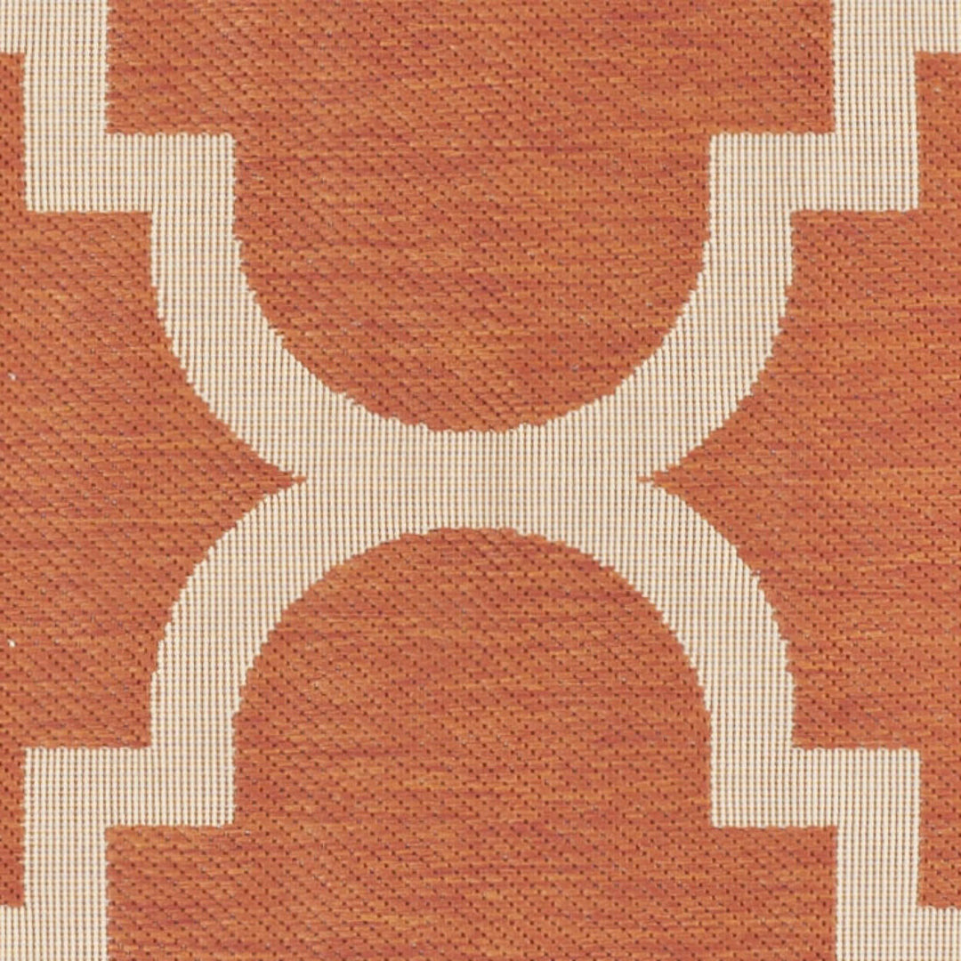 6'7" x 6'7" Burnt Orange Quatrefoil Rug Moroccan Trellis Rug Square Floor Carpet - Diamond Home USA