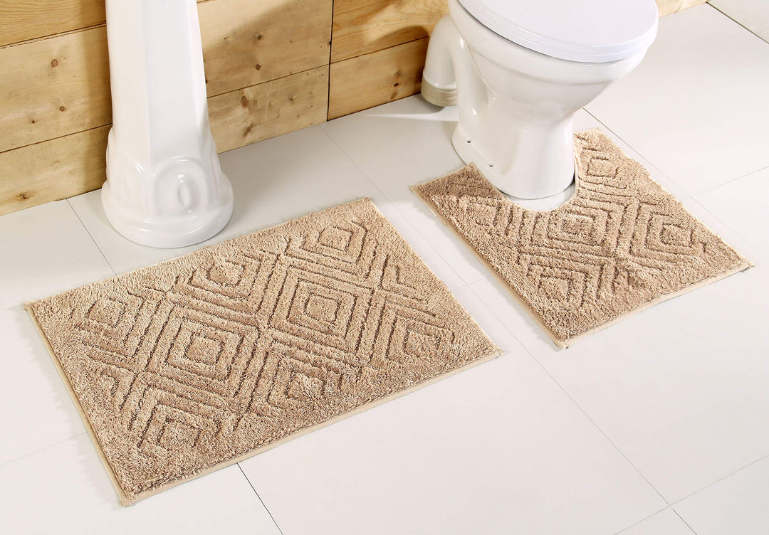 Better Trends Trier Collection - 100% Cotton Bath Mats for Bathroom - Ultra Soft lt beige