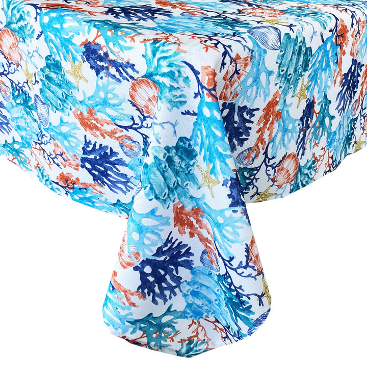 Lintex Coral Reef Heavy Weight Indoor/Outdoor Print Fabric Tablecloth - Blue and 60"x84"