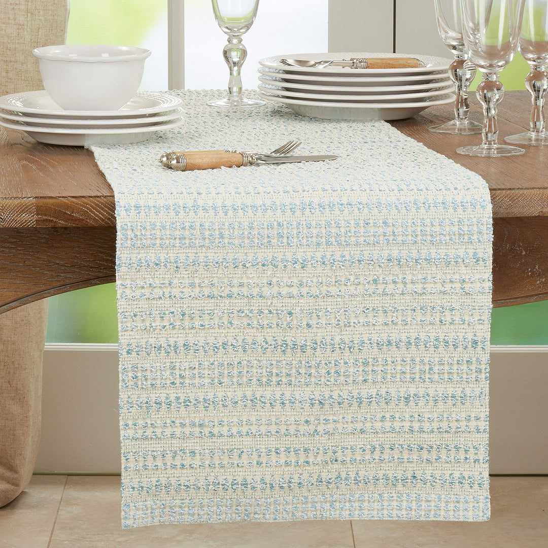 Woven Line Table Runner Aqua