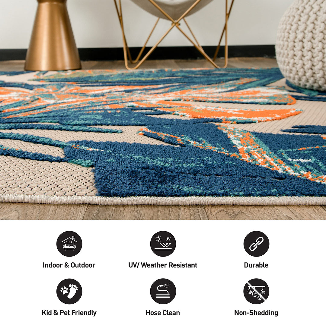 Rugshop Floral Leaves Indoor/Outdoor Area Rug