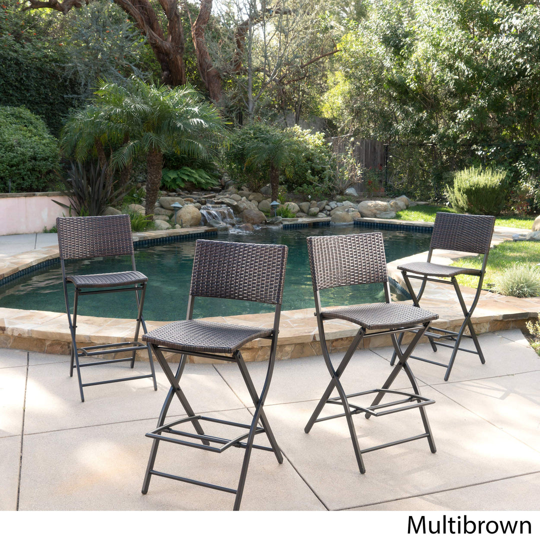 Christopher Knight Home Margarita Outdoor Wicker Barstools 4-Pcs Set Multibrown