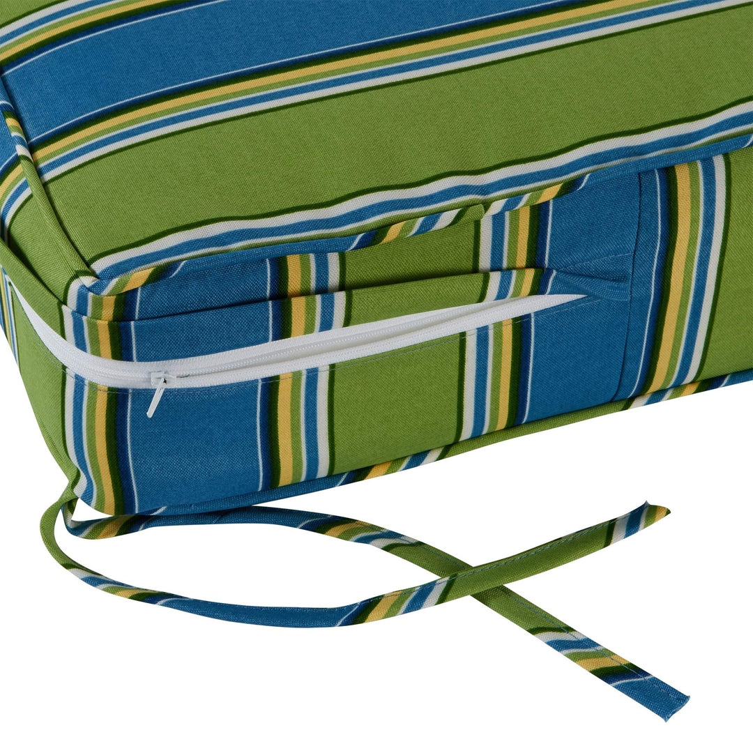 Cayman Stripe Outdoor 25-inch X 47-inch Deep Seat Cushion Set Blue Green Striped