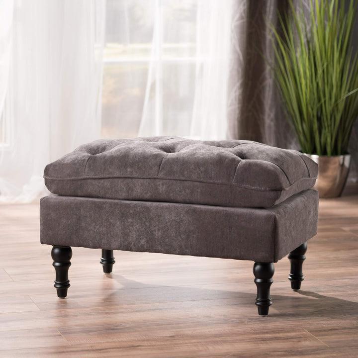 Christopher Knight Home Jeremy Tufted Fabric Ottoman Grey