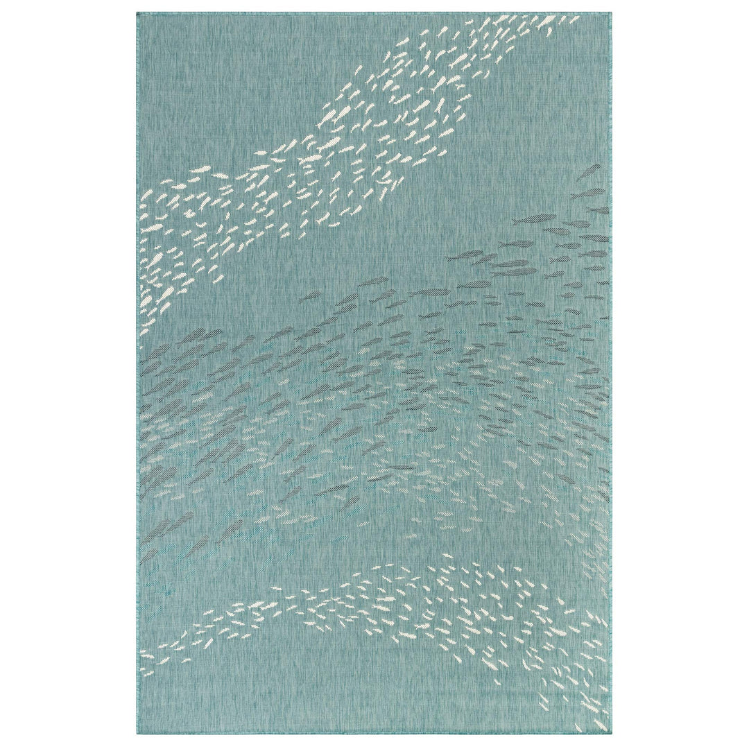 Liora Manne CARMEL Indoor/Outdoor Power Loomed Synthetic Blend Low Profile 3'3" x 4'11" - Aqua