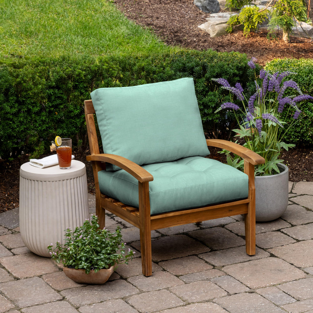 Arden Selections Outdoor Plush Modern Tufted Blowfill Deep Seat Set 24 x 24 Aqua Leala - Diamond Home USA