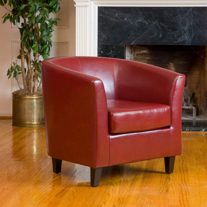 Great Deal Furniture Petaluma Oxblood Red Leather Club Chair 1/2 by 28 by