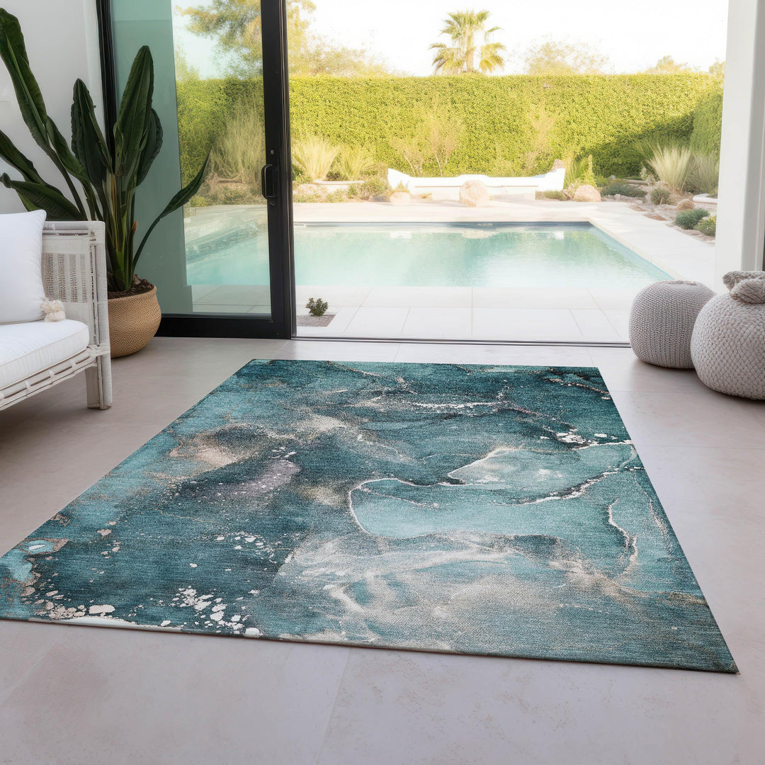 Machine Washable Indoor/ Outdoor Abstract Chantille Rug