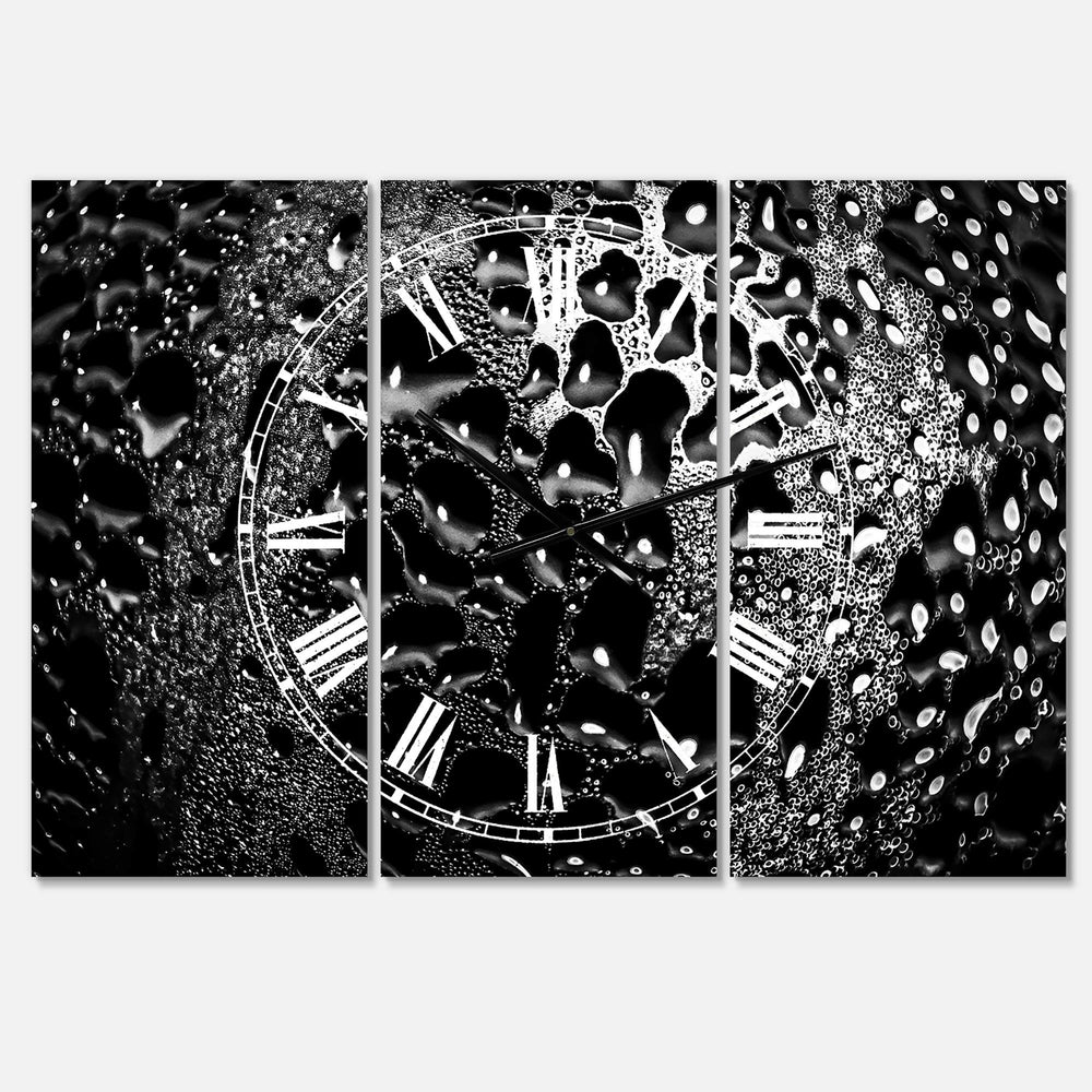 Abstract Droplets 15' Oversized Modern Wall Clock 3 Panels 36 in. Wide X 28 High - Diamond Home USA