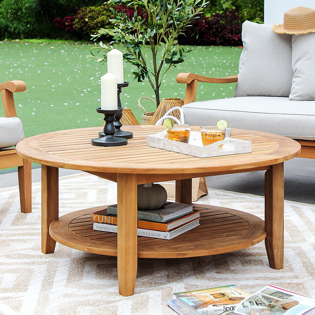 Cambridge Casual Arie Wood Patio Coffee Table 40-Inch 40 Inch/Natural Teak