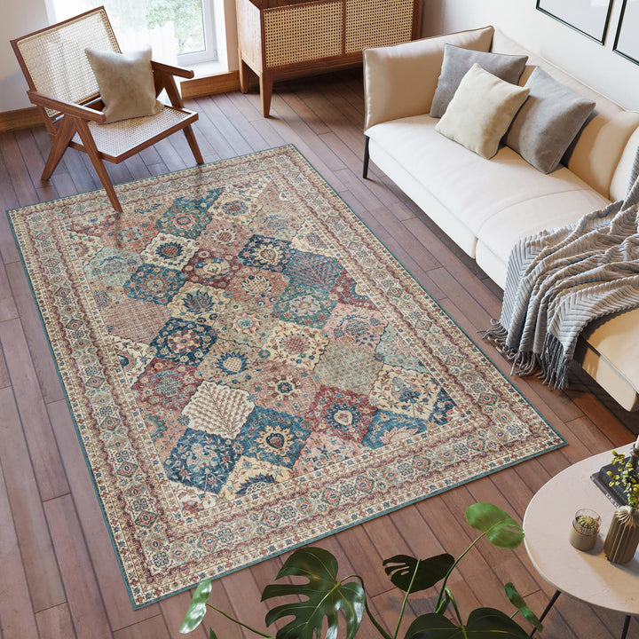 Gertmenian ed Indoor Boho Area Rug - Non Slip Ultra Thin Super Strong