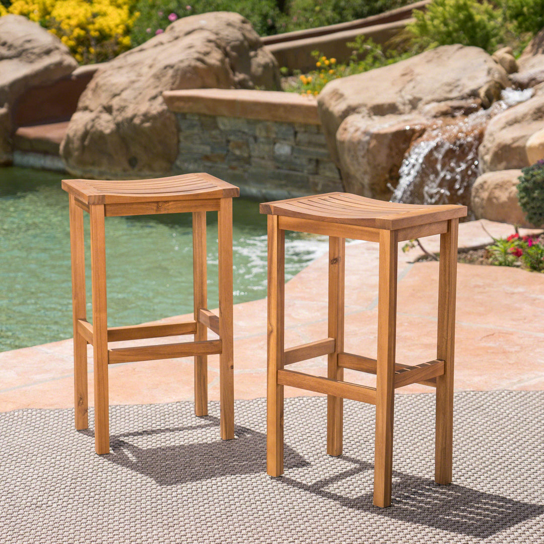 Christopher Knight Home Caribbean Outdoor 30" Acacia Wood Barstools 2-Pcs Set natural stained