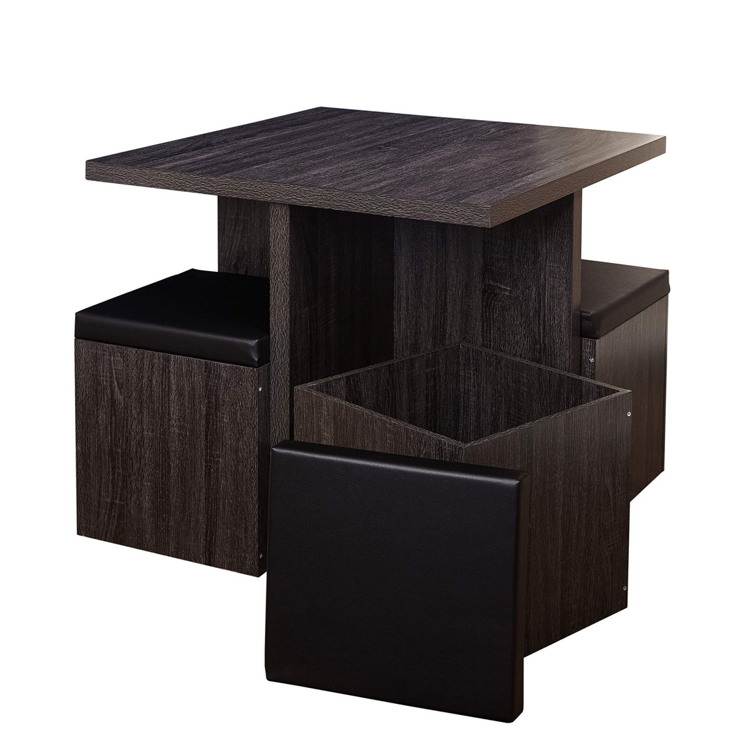 Target Marketing Systems Baxter Modern Dining Room Table and Storage Stool Set 5 Black/Grey