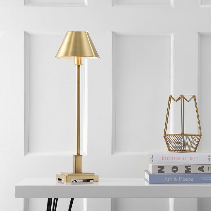 26" Metal Shade LED Table Lamp, Brushed Brass by JONATHAN Y