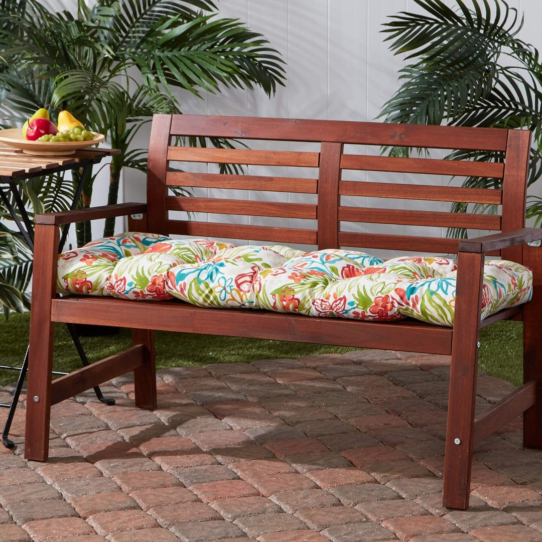 Floral 18-inch X 51-inch Outdoor Bench Cushion Multi Color Casual Transitional