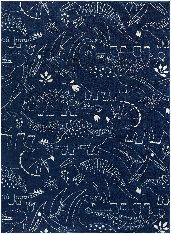 Balta Rugs Parker Dinosaur Kids Area Rug Navy 5' 3" x 7' 5'3" x 7' - Navy