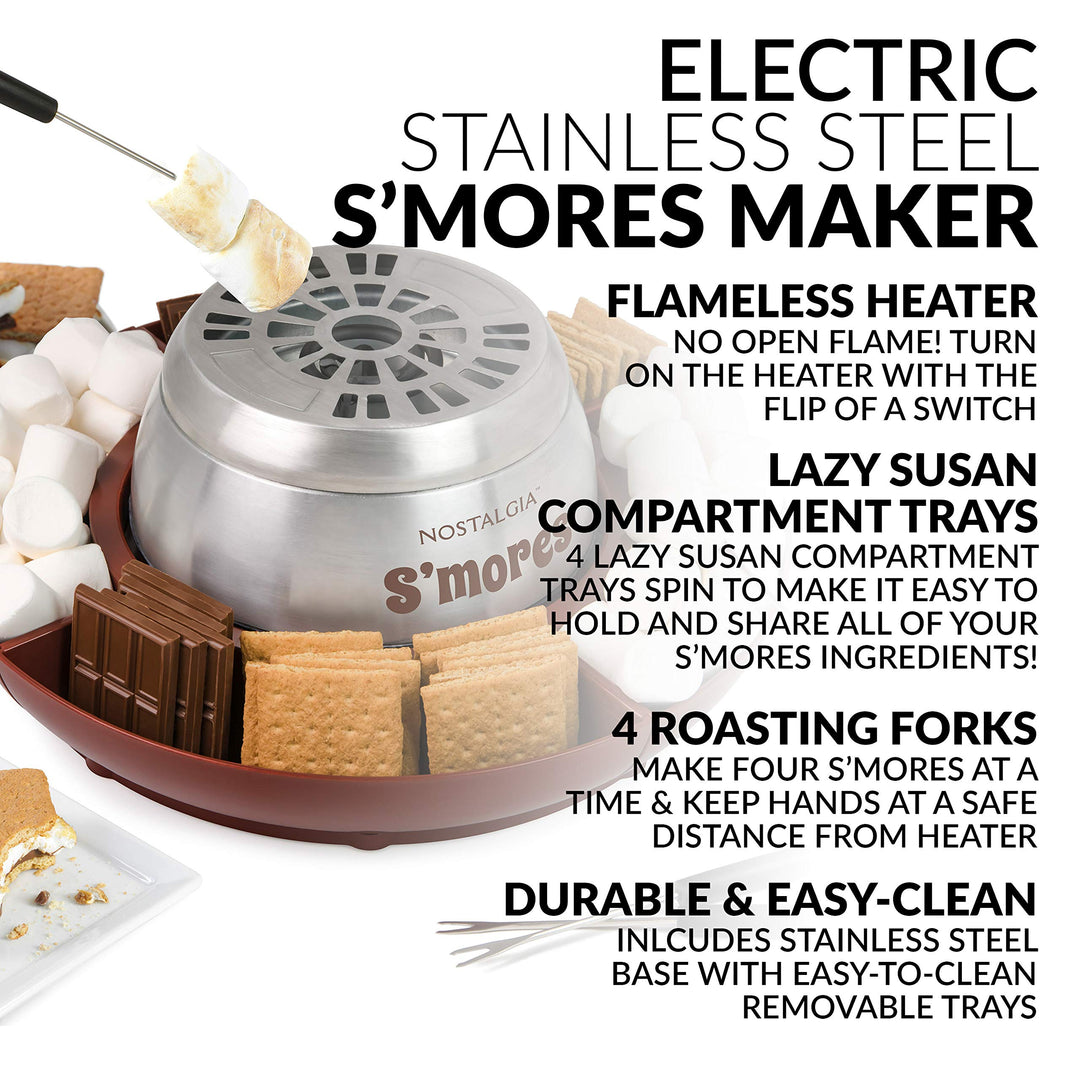 Nostalgia Tabletop Indoor Electric S'mores Maker - Smores Kit With Marshmallow