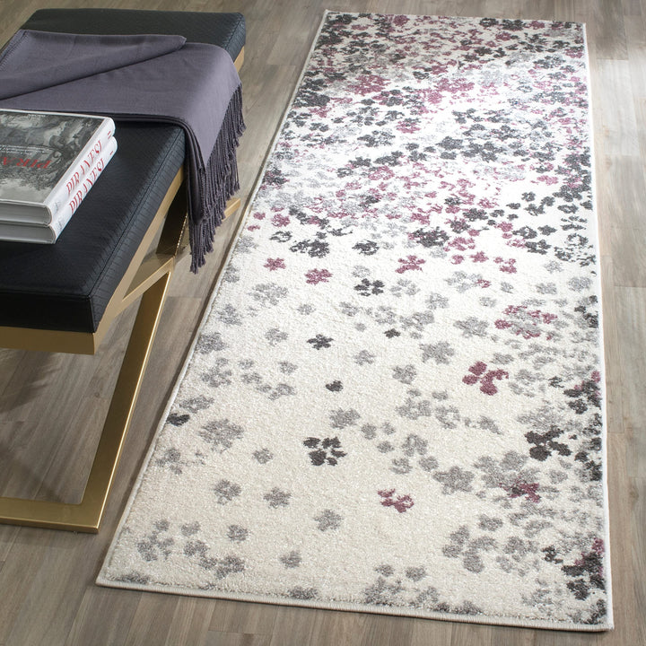 SAFAVIEH Adirondack Collection Accent Rug - 4' x 6' Light Grey & Purple Floral