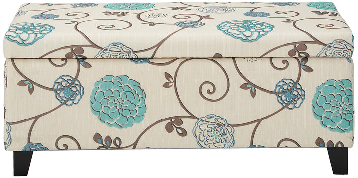 Christopher Knight Home Breanna Fabric Storage Ottoman White And Blue Floral