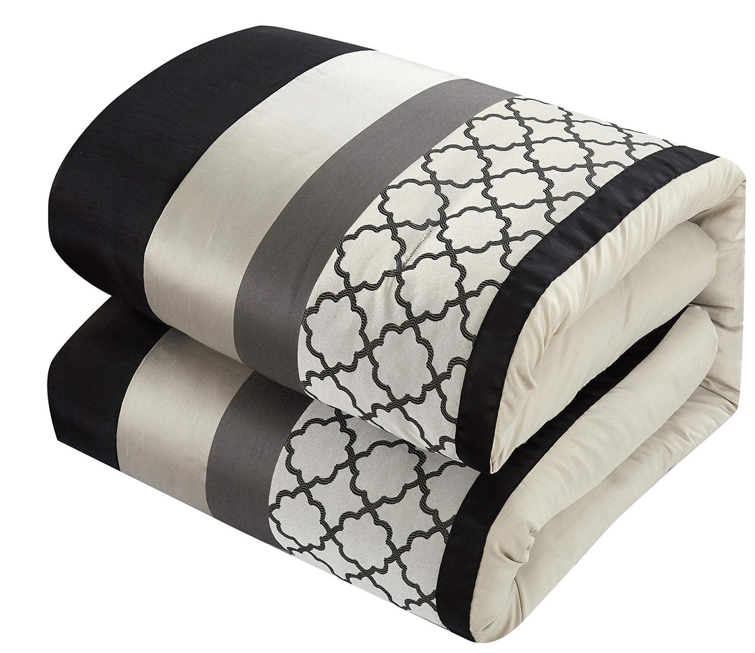 8 Piece Jacquard Weave Comforter Cal California Set