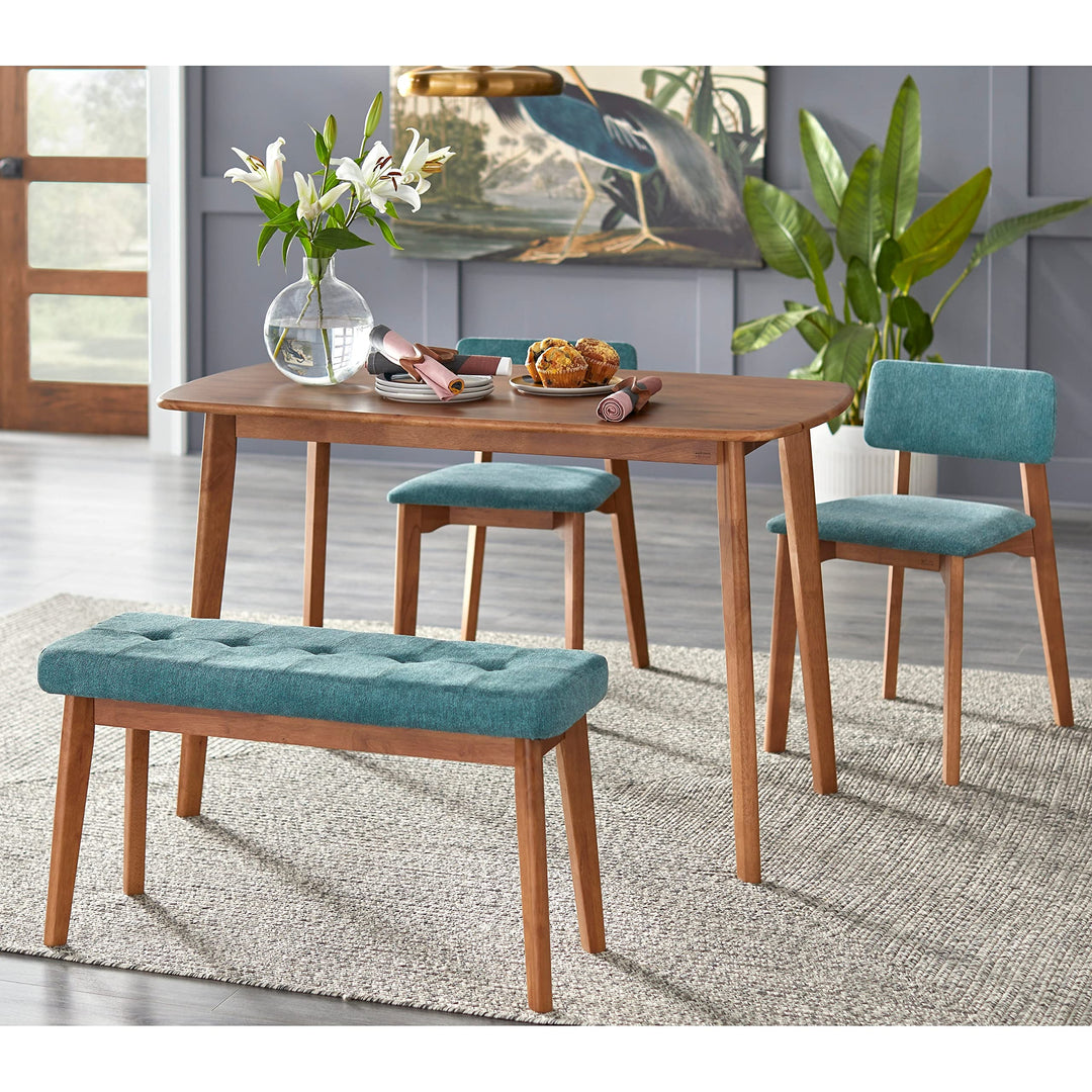 4-Piece Nettie Solid Wood Dining Set Brown Mid-Century Modern Contemporary Walnut/Teal - Diamond Home USA