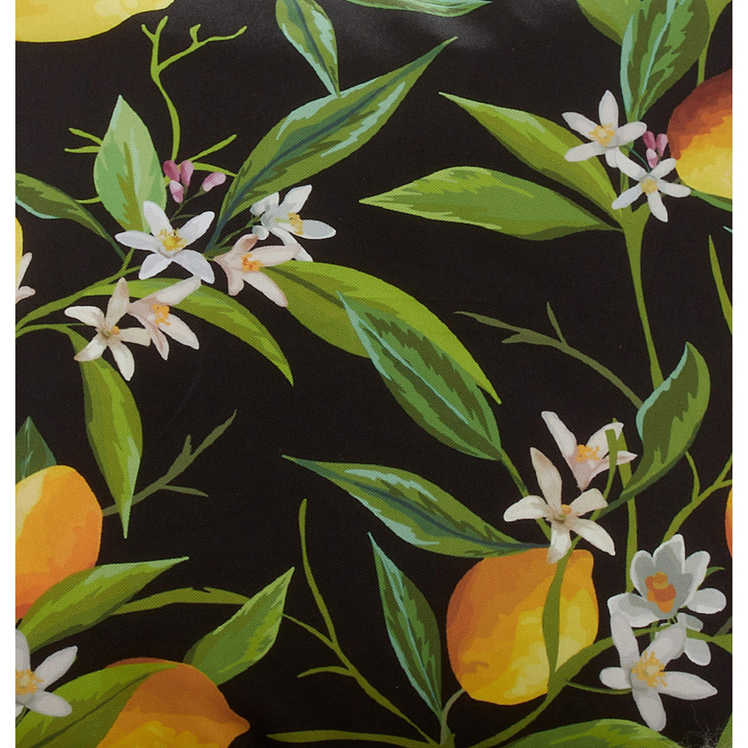 Outdoor Table Runner with Lemon Design Black Polyester