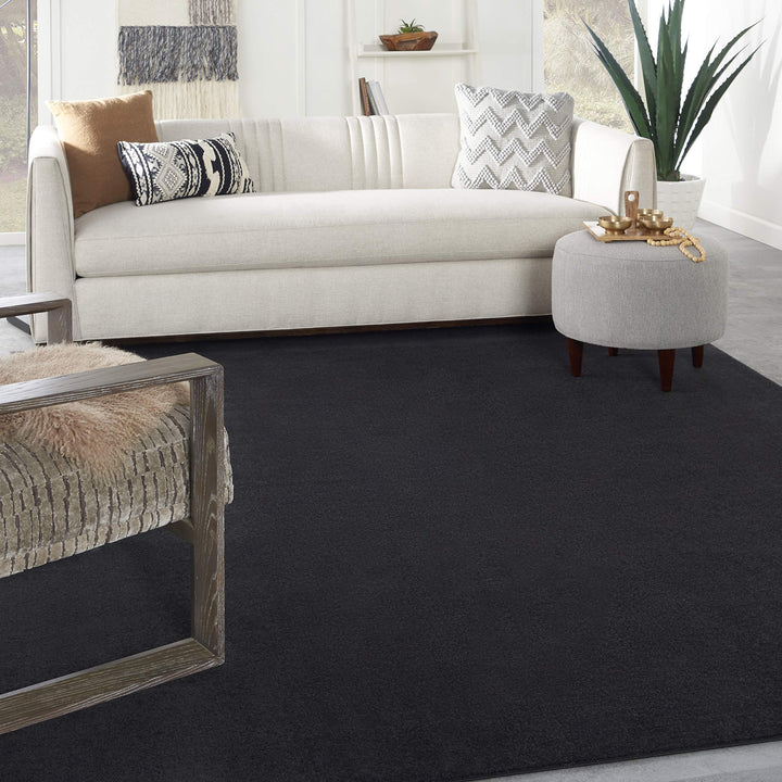 Nourison Essentials Indoor/Outdoor Black 8' x 11' Area Rug Easy Cleaning Non 8' x 11' - Black