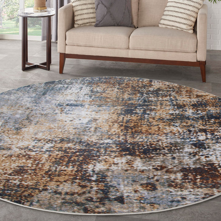 Nourison Astra Machine Washable Modern Multicolor 7'10" x Round Area Rug Easy 8' x Round - Multicolor