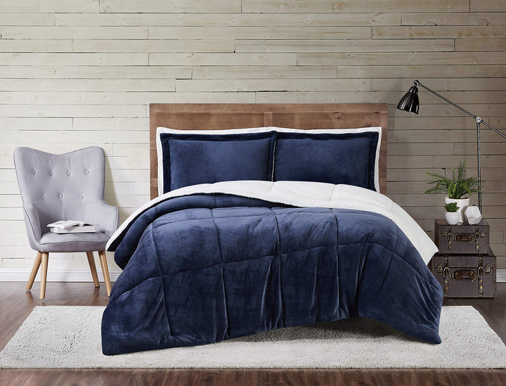 Truly Soft Cuddle Warmth King Comforter Set in Indigo Blue - King