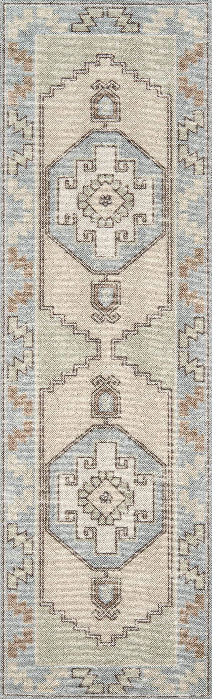 Momeni Anatolia Wool and Nylon Area Rug 2'3" X 7'6" Runner Light Blue 2'3" x 7'6" Runner - Light Blue