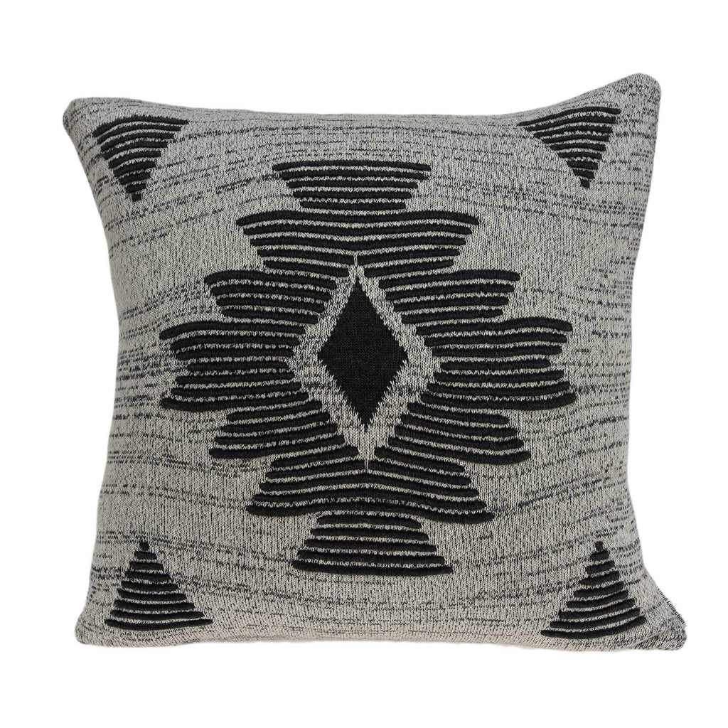 Square Southwest Gray Accent Pillow Cover Grey Ikat Cotton Single Reversible