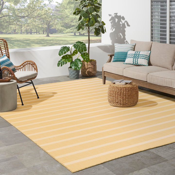 Nourison Positano Indoor/Outdoor Yellow Ivory 8' x 10' Area Rug Easy Cleaning 8' x 10' - Yellow/Ivory