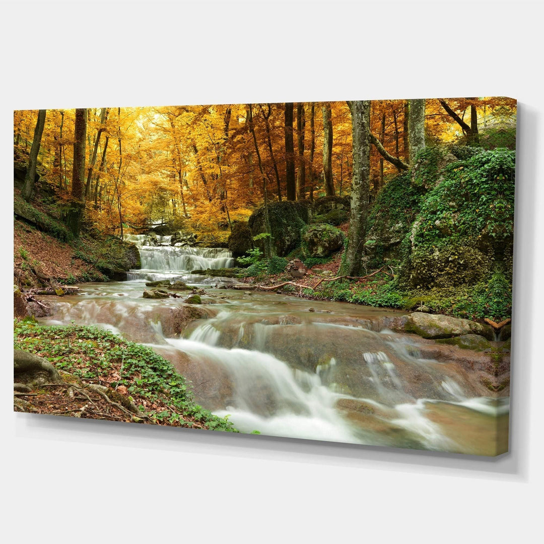 32 X 16 Yellow Forest Themed Canvas Art Green Wilderness Design Wall Decor 32 in. wide x 16 in. high - 1 panel