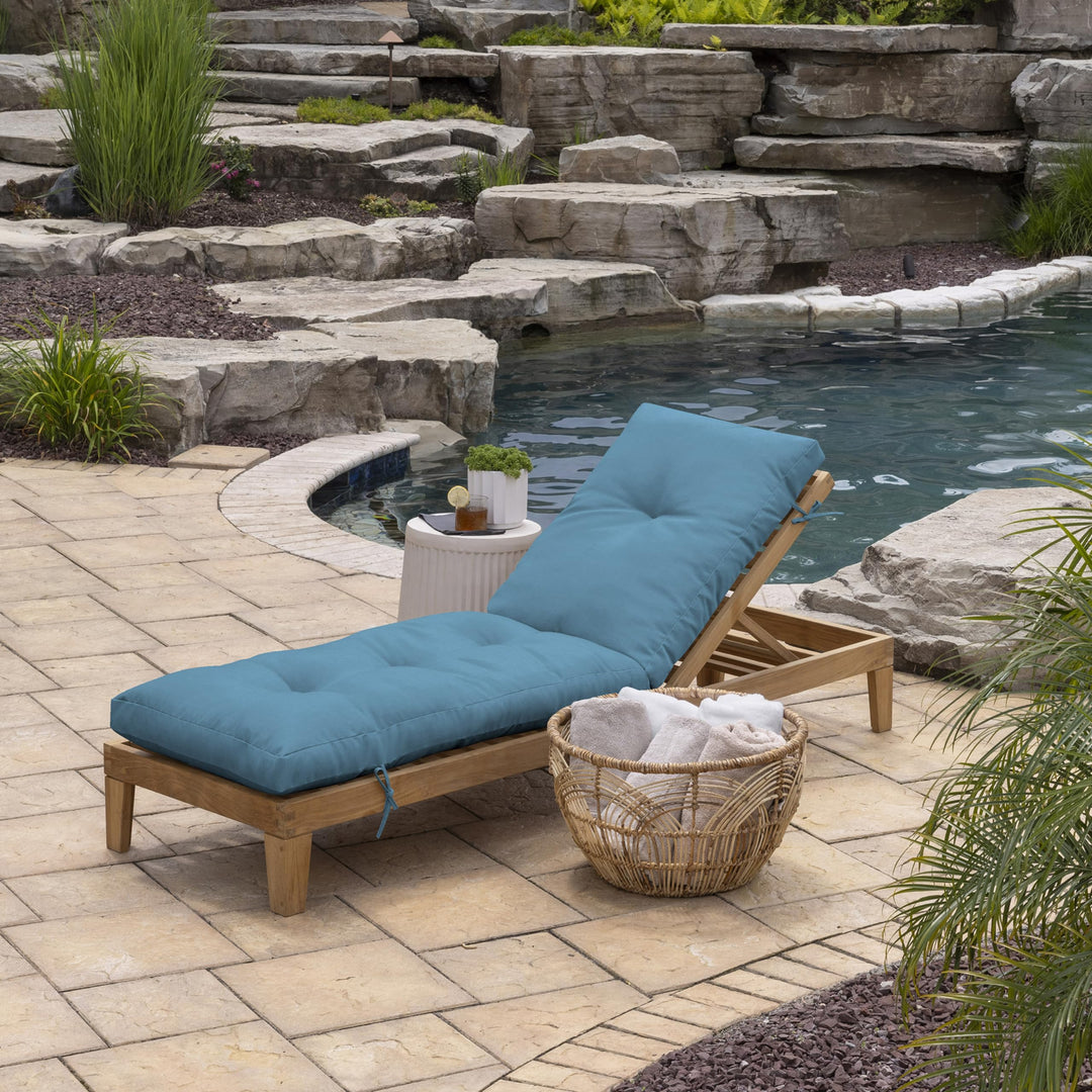 Arden Selections Outdoor Plush Modern Tufted Chaise Cushion 76 x 22 Water Garden Floral