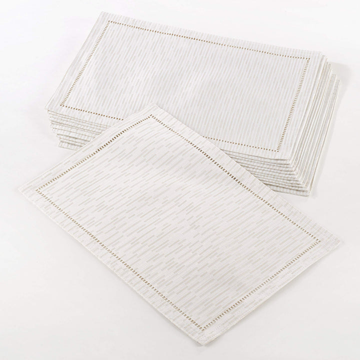 Hemstitched Design Placemat (Set of 12) Cream Casual Classic Modern Contemporary