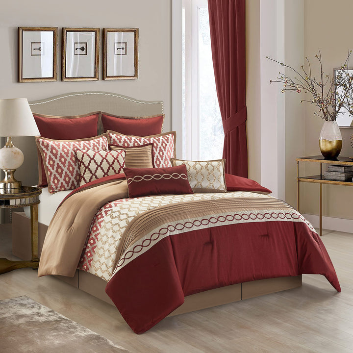 Stratford Park Auburn Piece Comforter Bedding Set Burgundy California King Burgundy - California King