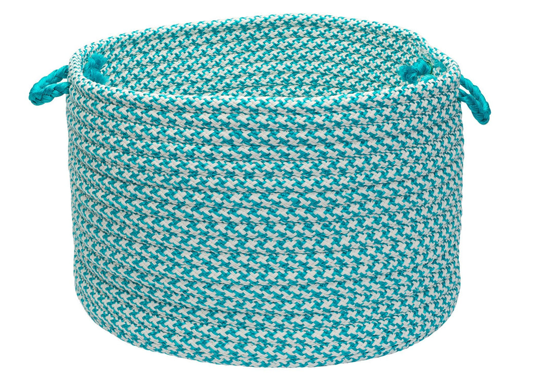 Colonial Mills Indoor/Outdoor Houndstooth Storage Basket Turquoise 18"x18"x12" - Turquoise