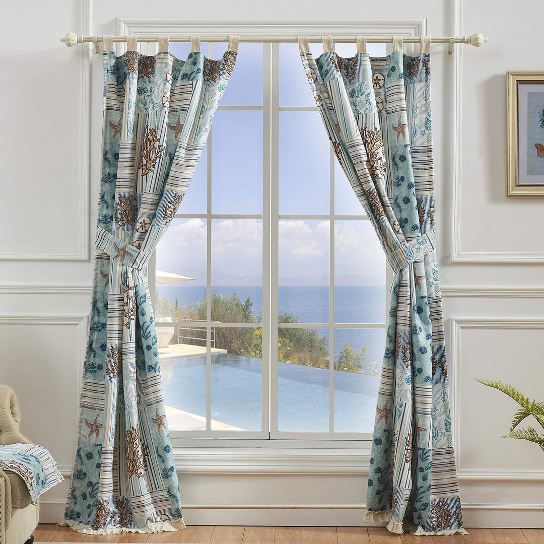 Greenland Home Key West Curtains 84"x84" Seafoam