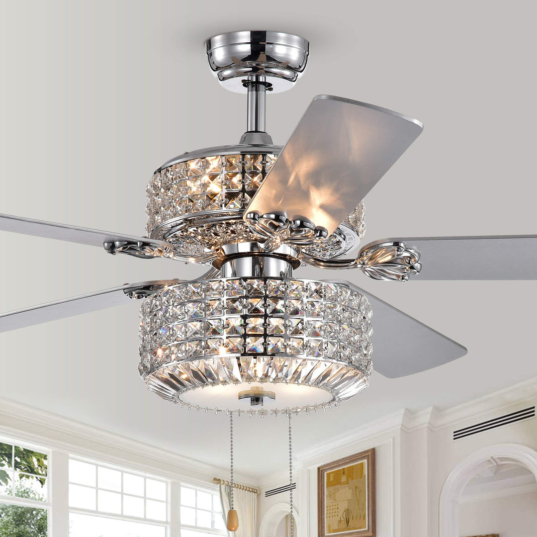 Warehouse of Tiffany Walter Dual Lamp Chrome 52-inch Lighted Ceiling Fan w