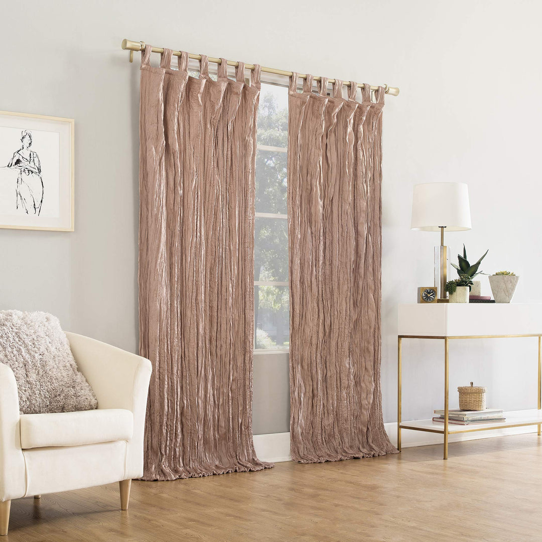 No. 918 Odelia Distressed Velvet Tab Top Curtain Panel, Single Panel