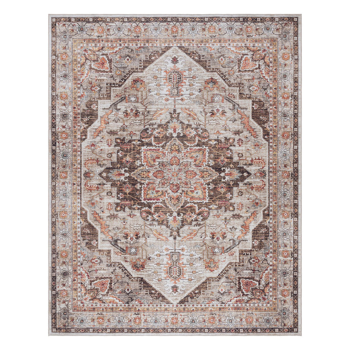 Gertmenian ed Indoor Boho Area Rug - Non Slip Ultra Thin Super Strong 5'x7' - Soha Brown