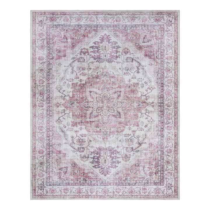 Gertmenian ed Indoor Boho Area Rug - Non Slip Ultra Thin Super Strong 6'x9' - Soha Pink