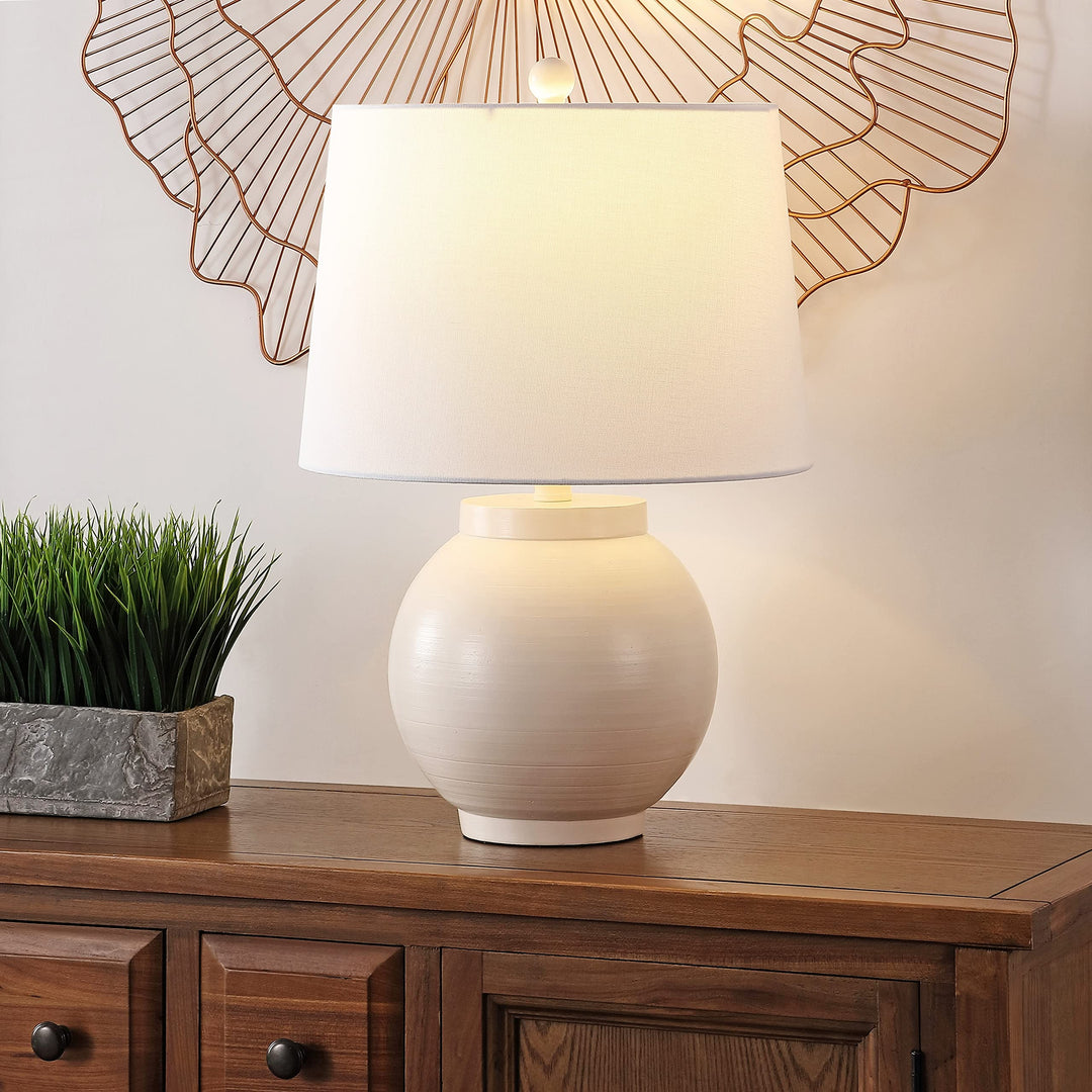 Lighting 22" Table Lamp 14" W X D H Cream Modern Contemporary White Bulbs