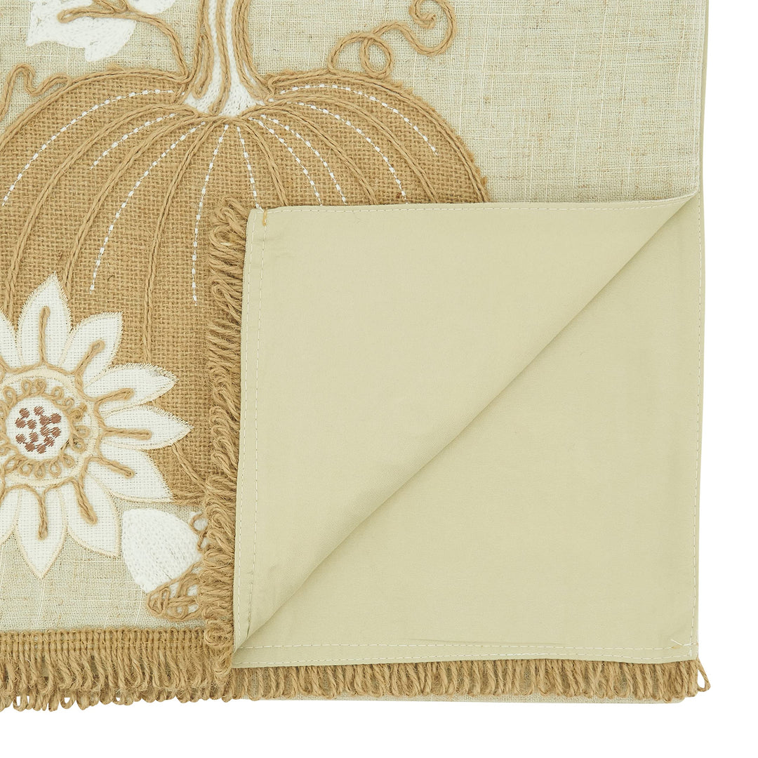 Thankful Pumpkin Design Table Runner 16"x70" Brown Linen Polyester