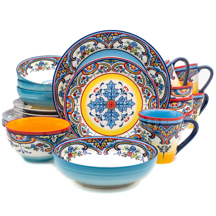 Euro Ceramica Zanzibar Collection Vibrant 20 Piece Oven Safe Stoneware