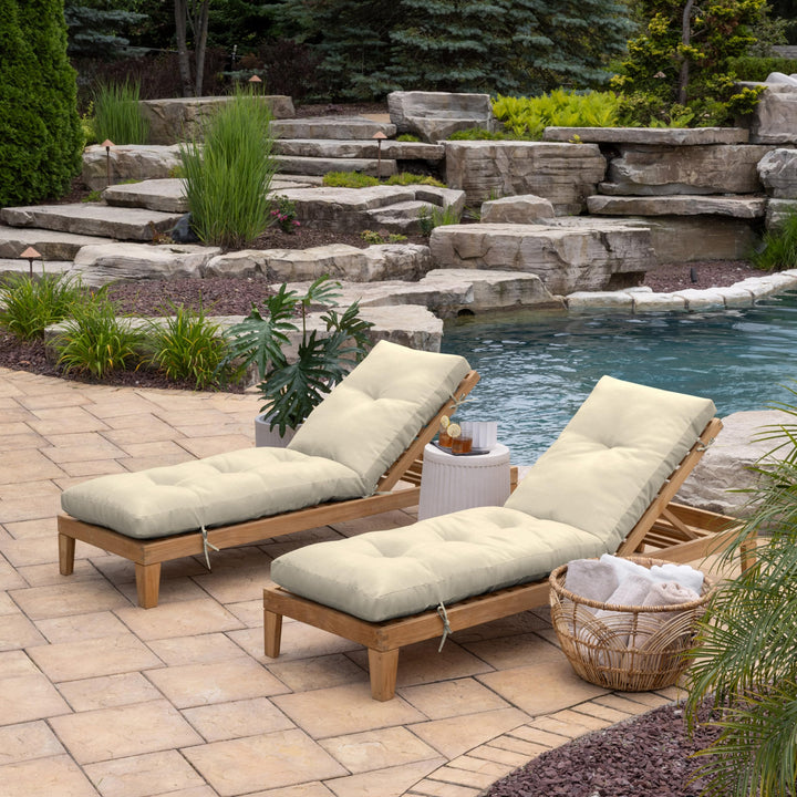 Arden Selections Outdoor Plush Modern Tufted Chaise Cushion 76 x 22 Water Ashland Jacobean