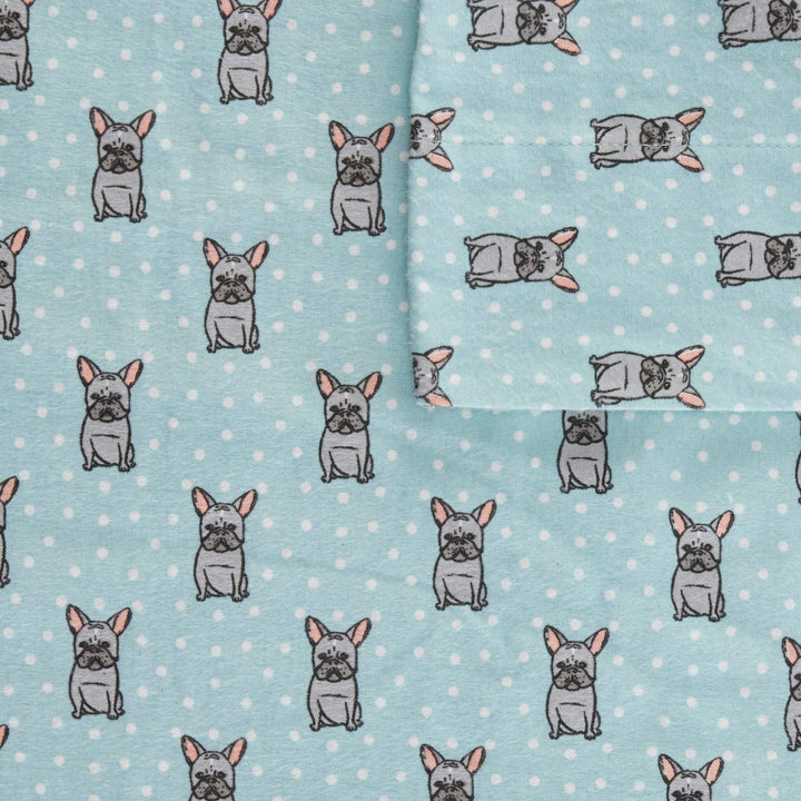 4 Piece French Bulldog Flannel Sheet Set Bulldog Bedding