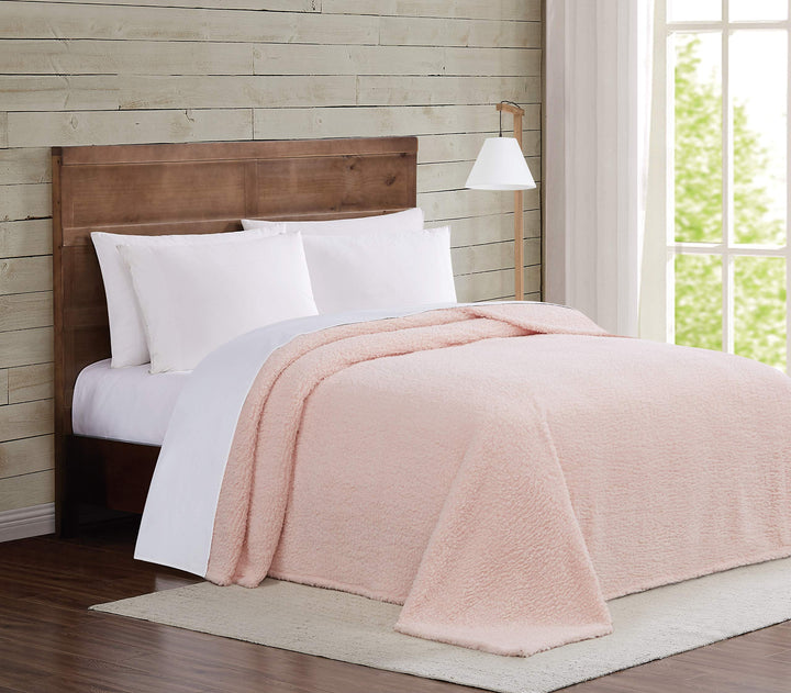 Brooklyn Loom Marshmallow Sherpa Bed Blanket Full/Queen Blush Full/Queen - Blush