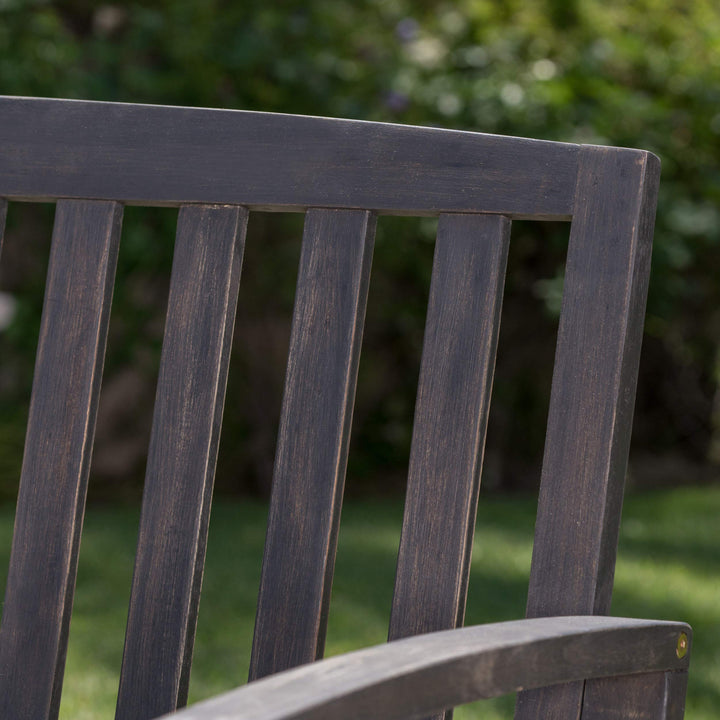 Christopher Knight Home Loja Outdoor Acacia Wood Bench Dark Grey Finish