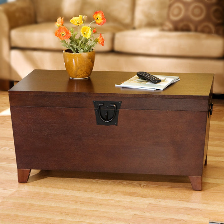 SEI Furniture Pyramid Storage Trunk Coffee Table Espresso